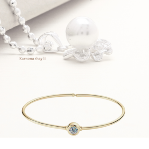 צמיד קשיח זהב בשיבוץ אבן מעבדה