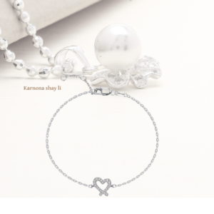 צמיד עדין לב משובץ אבני מעבדה