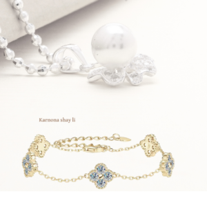 צמיד תלתן זהב משובץ אבני מעבדה