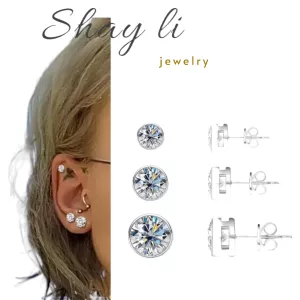 עגילים זהב לבן 18K יהלום מעבדה 0.5CT