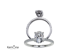 ⁦טבעת אובלית אבן מעבדה 2.0ct⁩ – תמונה ⁦2⁩