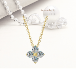 שרשרת תליון פרח בשיבוץ אבני מעבדה