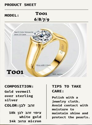 ⁦טבעת אבן מעבדה 2ct  T001⁩ – תמונה ⁦3⁩
