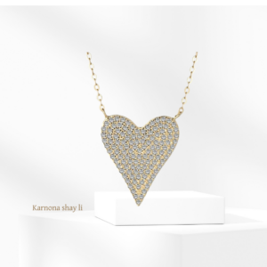 שרשרת לב אבנים זהב כסף 925S