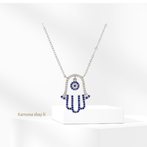 שרשרת חמסה זירקוניה כחולה
