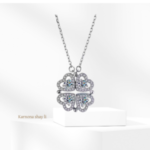 שרשרת פרח לבבות כסף 925s זירקוניה