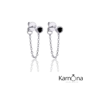 עגילים מעבדה שרשרת אבן שחורה