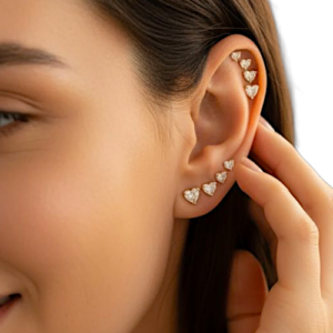 עגילים לב מעבדה 2.0ct