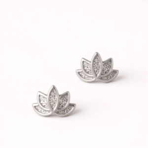 עגילים פרח צמודים כסף 925s