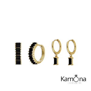 סט עגילים כסף 925s זהב 14k