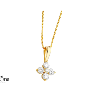 שרשרת תליון פרח בשיבוץ אבני מעבדה