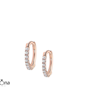 עגילים חישוק רוז משובץ זירקוניה
