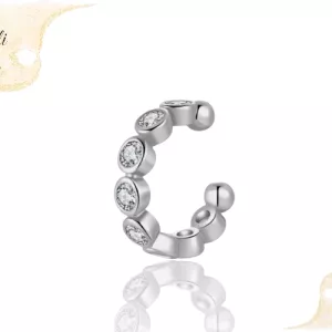 עגיל חובק משובץ כסף סטרלינג 925