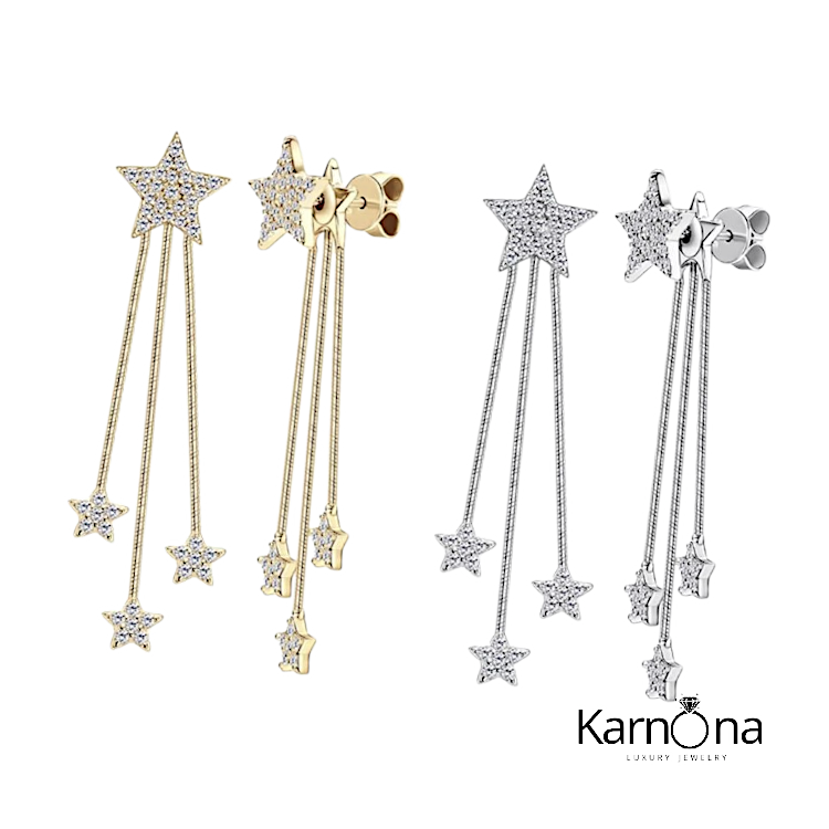 עגילים שרשרת כוכבים מעבדה – תמונה 3