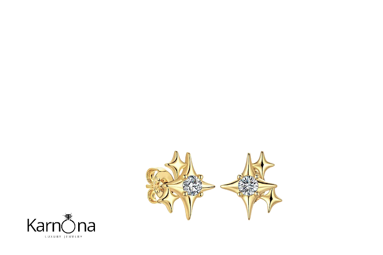 סט 3 עגילים זהב אבני מעבדה – תמונה 4