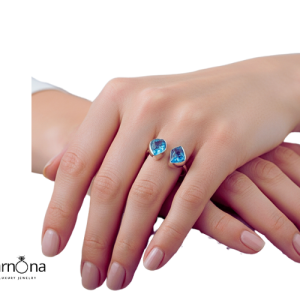 טבעת מעוצבת אבני חן טבעיות