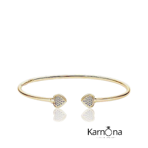 צמיד לבבות פתוח בשיבוץ אבני מעבדה