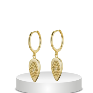 עגילים חישוק עין כסף 925s זהב