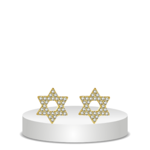 עגילים מגן דוד כסף 925 ציפוי זהב 14K
