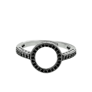 טבעת עיגול זירקוניה שחור