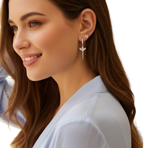 סט עגילים לוטוס כסף 925s