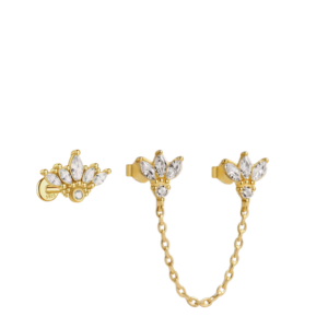 סט עגילים לוטוס זהב