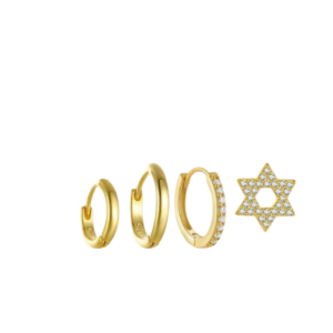 סט עגילים חישוק זהב