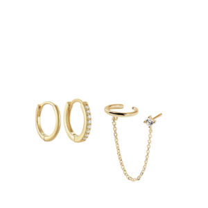 סט עגילים כסף סטרלינג זהב 14k