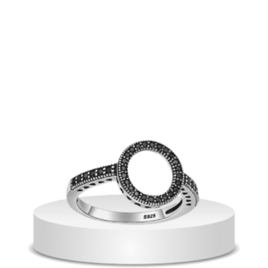 טבעת עיגול זירקוניה שחור