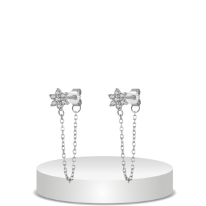 עגילים פרח כסף 925s