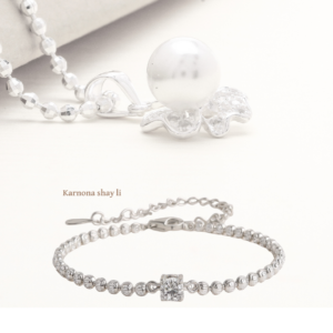 צמיד עיגולים כסף משובץ אבן מעבדה