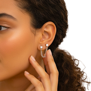 עגיל ליין כפול כסף 925s