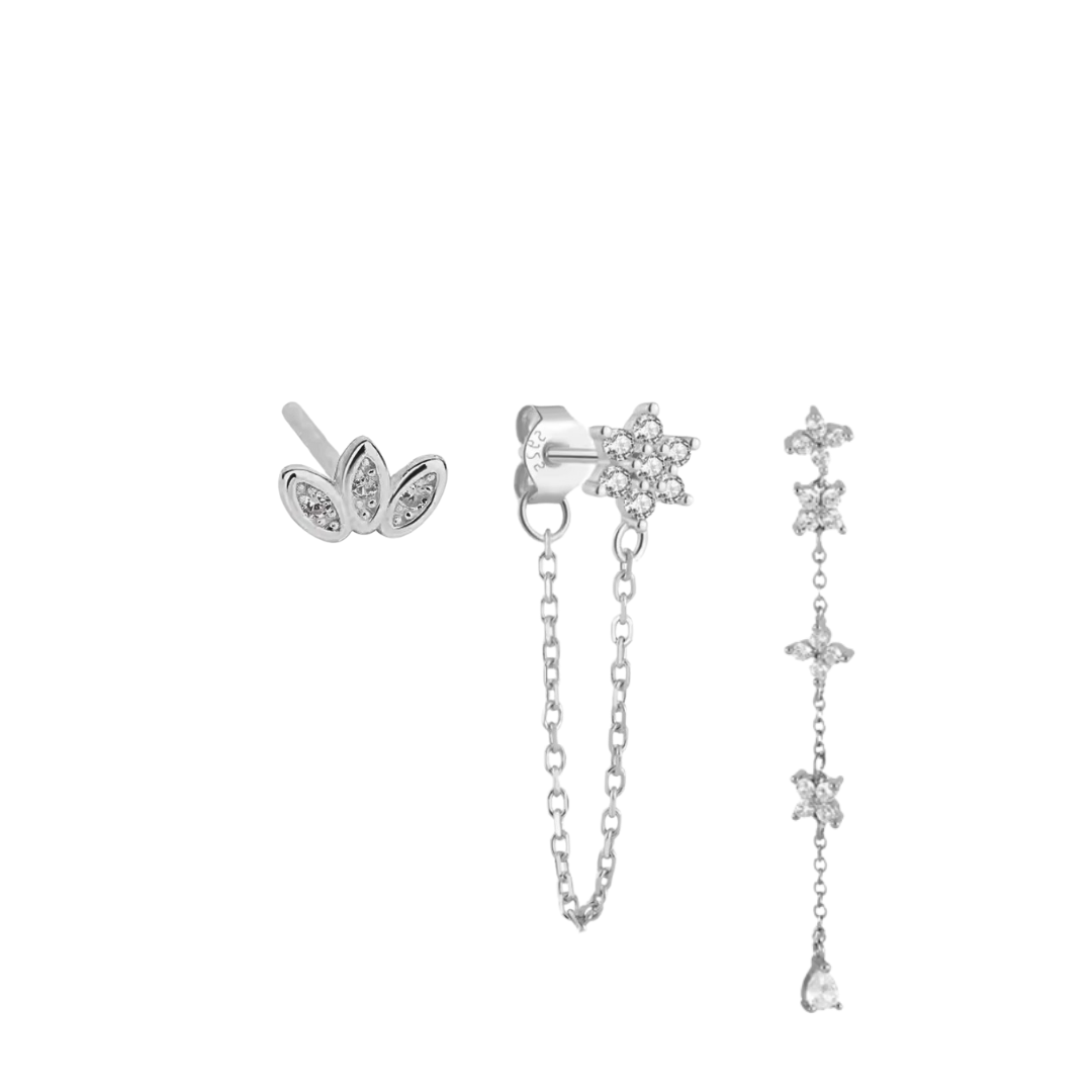 ⁦עגילים פרח כסף 925s⁩ &ndash; תמונה ⁦4⁩