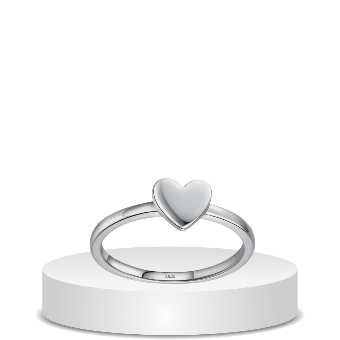 טבעת לב דקה כסף 925s