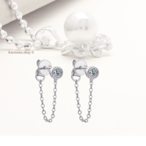 עגילים שרשרת משובץ אבני מעבדה